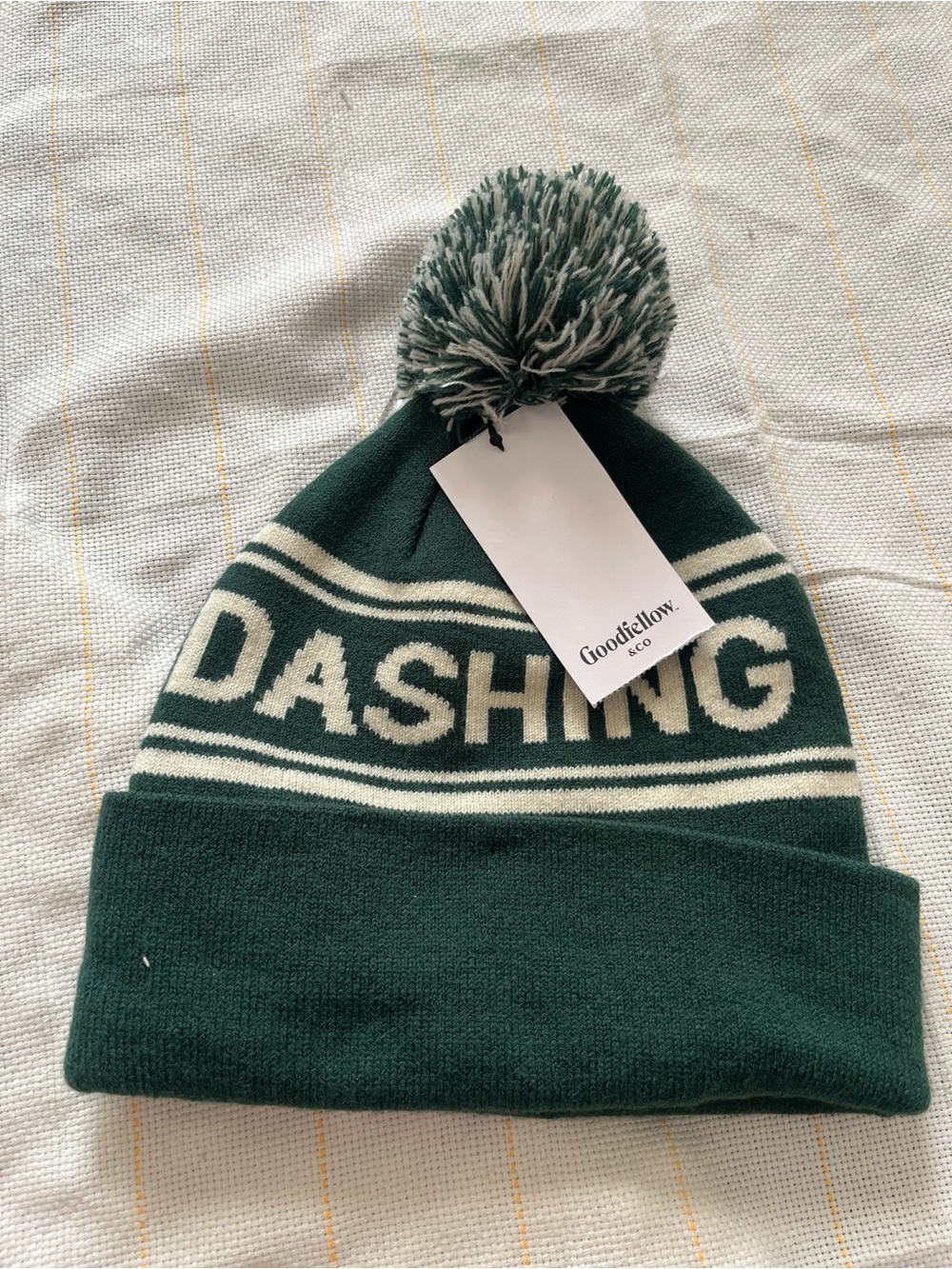 Goodfellow & Co Green and Cream 'DASHING' Pom Knit Hat for Kids